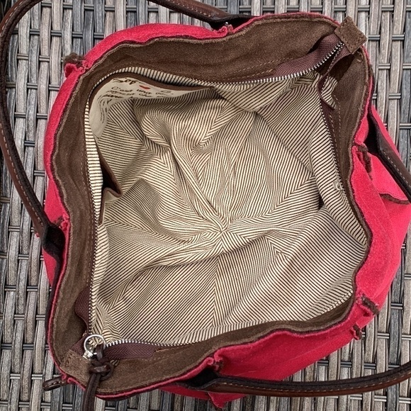 RARE Sofia C Red Suede Bucket Bag - Picture 5 of 16